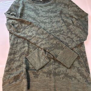 Lululemon Heathered Olive Green Long Sleeve Crew Top